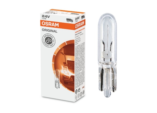 STANDART AMPUL- STOP/SİNYAL/PARK/GÖSTERGE AMPULÜ; 24V/1,2W (2741) (DUY W2X4,6D) (OSRAM)