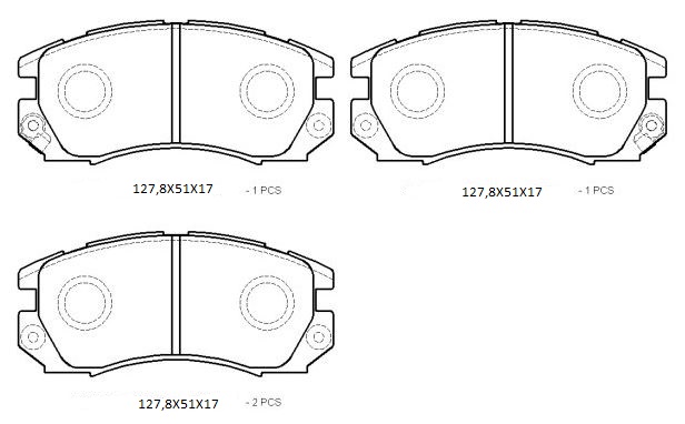 SUBARU IMPREZA- 93/96; ÖN FREN BALATASI (2,0 TURBO) (DİSK) (127,8X51X17) (DAIWA)