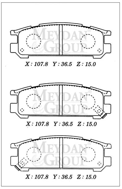 SUBARU IMPREZA- 93/96; ARKA FREN BALATASI (DİSK) (107,8X36,5X15) (DAIWA)