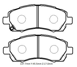 SUBARU IMPREZA- 99/03; ÖN FREN BALATASI (DİSK) (137,7X45,5X17) (DAIWA)