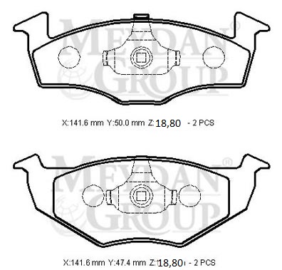 VOLKSWAGEN GOLF- 3- 92/98; ÖN FREN BALATASI (DİSK) (141,6X50X18,80/141,6X47,4X18,80) (BRAMAX)