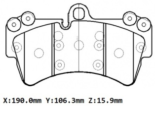 VOLKSWAGEN TOUAREG- 03/06; ÖN FREN BALATASI 3,6/4,2/5,0/6,0(KABLOSUZ)(DİSK)(190X106.3X15.9) (BRAMAX)