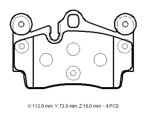 VOLKSWAGEN TOUAREG- 03/06; ARKA FREN BALATASI 3,6/4,2/5,0/6,0(KABLOSUZ)(DİSK)(112X73X16) (BRAMAX)