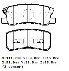 MITSUBISHI ASX- 11/16; ARKA FREN BALATASI 1,6/1,8/2,0 (DİSK) (111.2X39X15/91;X39X15) (DAIWA)