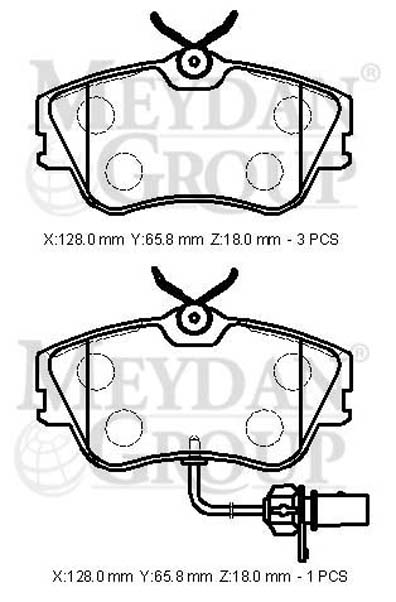 VOLKSWAGEN TRANSPORTER- T4- 96/01; ÖN FREN BALATASI 1,9/2.4/2,5 (1 KABLOLU)(DİSK)128X65,8X18)BRAMAX)