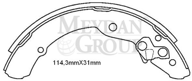 VOLKSWAGEN CADDY- 96/03; ARKA FREN PABUCU (114,3X31) (BRAMAX)