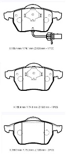 SEAT EXEO- 09/11; ÖN FREN BALATASI 1,6/1,8T/2,0 (1KABLOLU)(DİSK)(156,4X73,8X19,6/74,1X19,6)(BRAMAX)