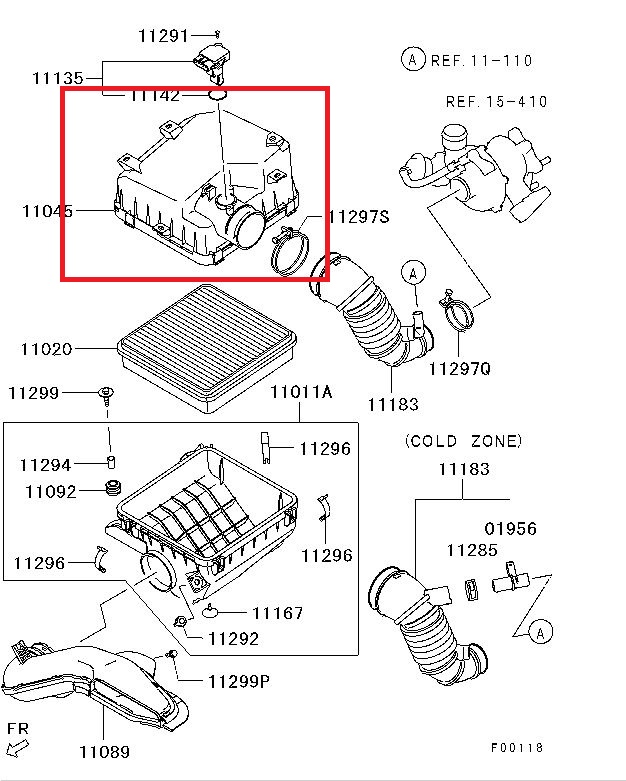 MITSUBISHI L200- PICK UP- 06/15; HAVA FİLTRE KUTUSU ÜST PARÇA (DELİKLİ) (ORİJİNAL)