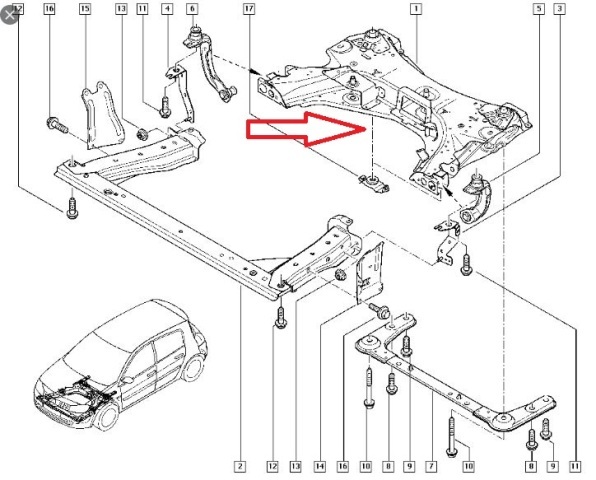 RENAULT MEGANE- 2- 03/09; MOTOR BEŞİĞİ ARKA (BEŞİK)