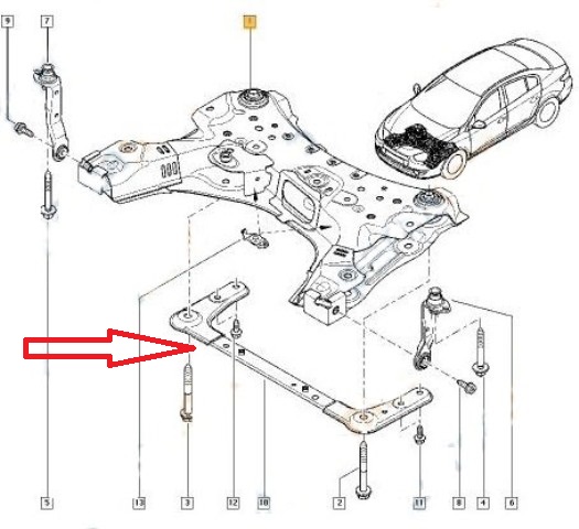 RENAULT MEGANE- 2- 03/09; MOTOR BEŞİĞİ ÖN TRAVERSİ (BEŞİK)