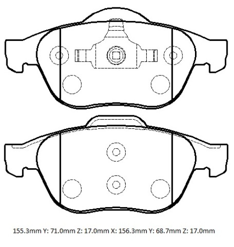 RENAULT MEGANE- 2- 03/09; ÖN FREN BALATASI (KABLOSUZ)(DİSK) (155,3X71X17/156,3X68,7X17) (FMK)