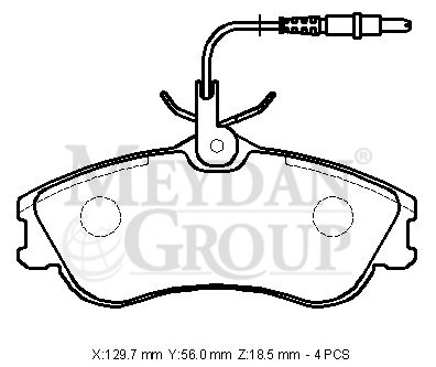 PEUGEOT 306- SD/HB- 00/01; ÖN FREN BALATASI (4 KABLOLU)(DİSK) (129,7X56X18,5) (BRAMAX)