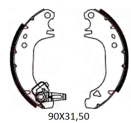 PEUGEOT 205- 85/94; ARKA FREN PABUCU (90X31,50) (BRAMAX)