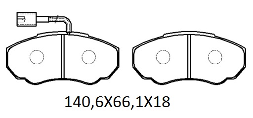 PEUGEOT BOXER- 03/07; ÖN FREN BALATASI 1,9/2,0/2,5/2,8 (2 KABLOLU)(DİSK) (140,6X66,1X18) (FMK)