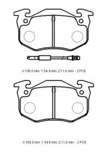 CITROEN SAXO- 96/00; ARKA FREN BALATASI (2 KABLOLU)(DİSK) (105X54,9X11)(BRAMAX)