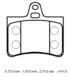 CITROEN C5- 01/05; ARKA FREN BALATASI 1,6HDI/2,0/2,0HDI(KABLOSUZ)(DİSK) (73,50X71,01X14,83)(BRAMAX)