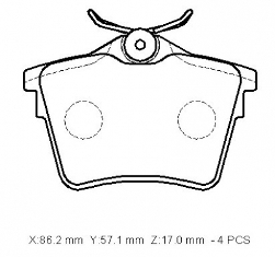 CITROEN C5- 08/15; ARKA FREN BALATASI (KABLOSUZ)(DİSK) (86,2X57,1X17)(BRAMAX)