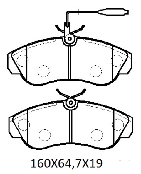 CITROEN JUMPER- 98/01; ÖN FREN BALATASI 1,9/2,0/2,5/2,8 (2 KABLOLU)(DİSK) (160X64,7X19) (BRAMAX)