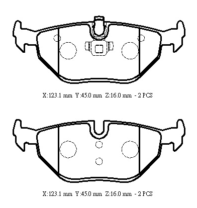 ROVER 75- SD- 00/04; ARKA FREN BALATASI (KABLOSUZ)(DİSK) (123,1X45X16)(BRAMAX)