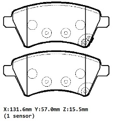 FIAT SEDICI- 07/08; ÖN FREN BALATASI 1,6/1,9/2,0 (KABLOSUZ)(DİSK) (131,6X57X15,5)(BRAMAX)