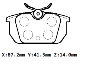 FIAT UNO- 93/01; ARKA FREN BALATASI 1,1/1.4/1,4İE (KABLOSUZ)(DİSK) (87.2X44.5X14) (BRAMAX)