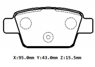 FIAT STILO- 03/06; ARKA FREN BALATASI 1,4/1,6/1,9 (KABLOSUZ)(DİSK)(95X43X15.5)(BRAMAX)