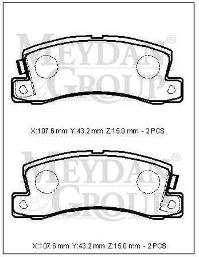 TOYOTA AVENSIS- 01/02; ARKA FREN BALATASI 2,0 (DİSK) (107,6X43,2X15) (DAIWA)