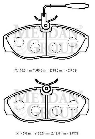 FIAT DUCATO- 97/02; ÖN FREN BALATASI 2,0/2,5/2,8 (2 KABLOLU)(DİSK) (145X60,5X19) (BRAMAX)