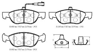 ALFA ROMEO 145- 95/00; ÖN FREN BALATASI 1,8/1,9 (KABLOSUZ)(DİSK) (156.5X52.7X17) (BRAMAX)