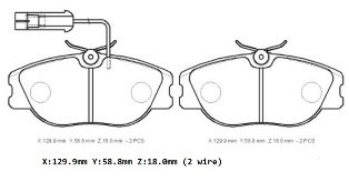 ALFA ROMEO 155- 93/97; ÖN FREN BALATASI (2 KABLOLU)(DİSK) (129.9X58.8X18)(BRAMAX)