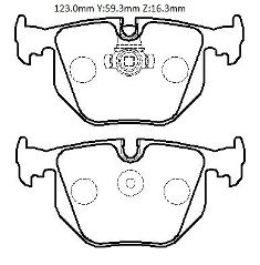 BMW 3 SERI- E46- SD/COUPE- 98/05; ARKA FREN BALATASI (KABLOSUZ)(DİSK) (123X59,3X16,3) (BRAMAX)