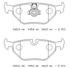 BMW 5 SERI- E39- 01/03; ARKA FREN BALATASI (KABLOSUZ)(DİSK) (121,9X45X16,5/123,1X45X16,5)(BRAMAX)