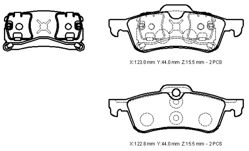 MINI COOPER- 02/05; ARKA FREN BALATASI (KABLOSUZ)(DİSK) (123X43,6X15,5/122,8X43,5X15,5) (BRAMAX)