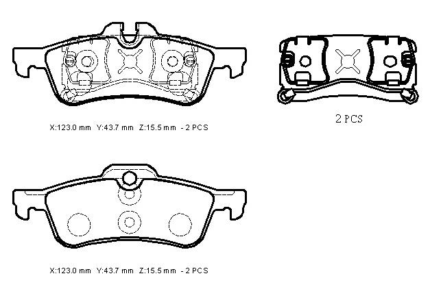 MINI COOPER- 05/07; ARKA FREN BALATASI (KABLOSUZ)(DİSK)(123X43,8X15,5/123X44,3X15,5) (BRAMAX)