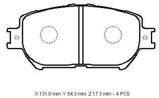 TOYOTA CAMRY- 01/04; ÖN FREN BALATASI (DİSK) (131X54,3X17,3) (DAIWA)