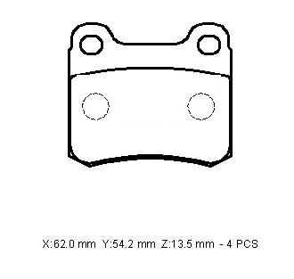 MERCEDES E CLASS- W124- 85/93; ARKA FREN BALATASI (KABLOSUZ)(DİSK) (62X54,2X13,5)(BRAMAX)