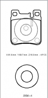 MERCEDES S SL CLASS- W140- 91/98; ARKA FREN BALATASI (KABLOSUZ)(DİSK) (61,6X69,7X16) (FMK)