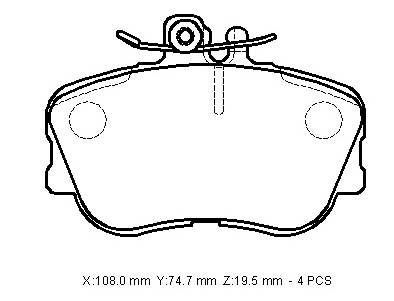 MERCEDES C CLASS- W202- 93/99; ÖN FREN BALATASI (KABLOSUZ) (DİSK)(108X74,7X19,5)(BRAMAX)