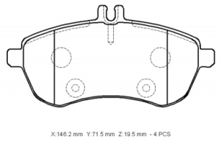 MERCEDES C CLASS- W204- 07/11; ÖN FREN BALATASI (KABLOSUZ)(DİSK) (146.2X71.5X19.5)(BRAMAX)