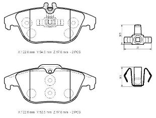 MERCEDES C CLASS- W204- 07/11; ARKA FREN BALATASI(KABLOSUZ)DİSK)122.6X54.5X17/122.6X52.5X17)(BRAMAX)