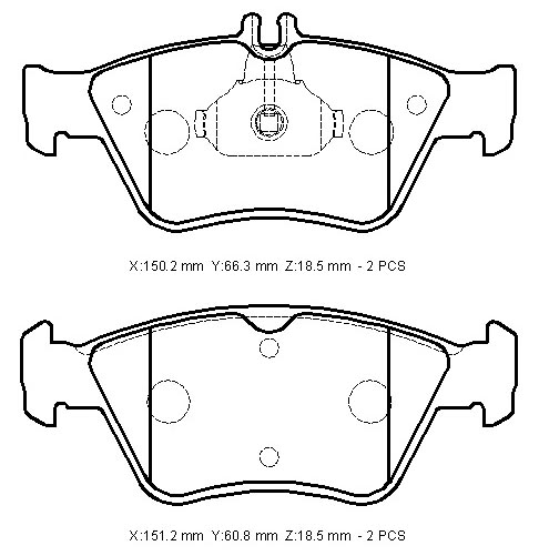 MERCEDES E CLASS- W210- 96/99; ÖN FREN BALATASI (KABLOSUZ)DİSK)150,2X66,3X18,5/151,2X60,8X18,5)BRAMA