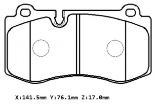 MERCEDES S CLASS- W221- 06/12; ÖN FREN BALATASI (KABLOSUZ)(DİSK)(141.5X76.1X17)(BRAMAX)