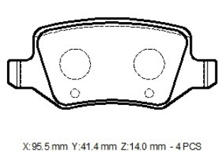 MERCEDES A CLASS- W168- 98/04; ARKA FREN BALATASI (DİSK)(95,5X41.4X14)(BRAMAX)