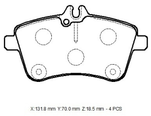 MERCEDES A CLASS- W169- 05/08; ÖN FREN BALATASI (KABLOSUZ)(DİSK)(131.8X70X18.5)(BRAMAX)