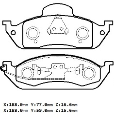 MERCEDES ML CLASS- W163- 98/05; ÖN FREN BALATASI (KABLOSUZ)(188X77X16,6/18;8X59X15.6)(BRAMAX)