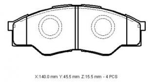 TOYOTA HILUX- PICK UP VIGO- D4D 05/07; ÖN FREN BALATASI 4X4 (07/10 4X2 UYUMLU)(140X51.9X15,50)DA