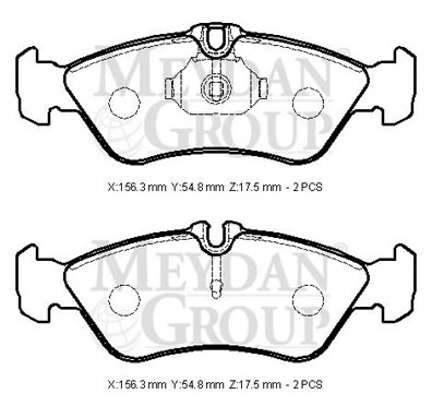 MERCEDES SPRINTER- 00/07; ARKA FREN BALATASI (KULAKLI)(KABLOSUZ)(DİSK)(156,3X54,8X17,5) (BRAMAX)