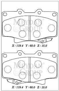 TOYOTA LANDCRUISER- VX 80- 90/97; ÖN FREN BALATASI (DİSK) (119,4X60X15) (DAIWA)