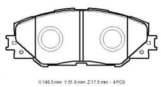 TOYOTA RAV4- 06/12; ÖN FREN BALATASI (DİSK)(146,5X51,9X17,5)(DAIWA)