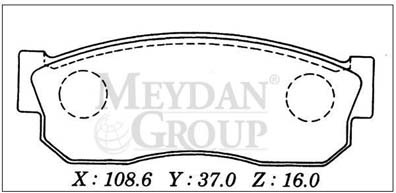 NISSAN SUNNY- B11 CD17- 84/86; ÖN FREN BALATASI BENZİNLİ TİP (DİSK) (108,6X37X16) (DAIWA)